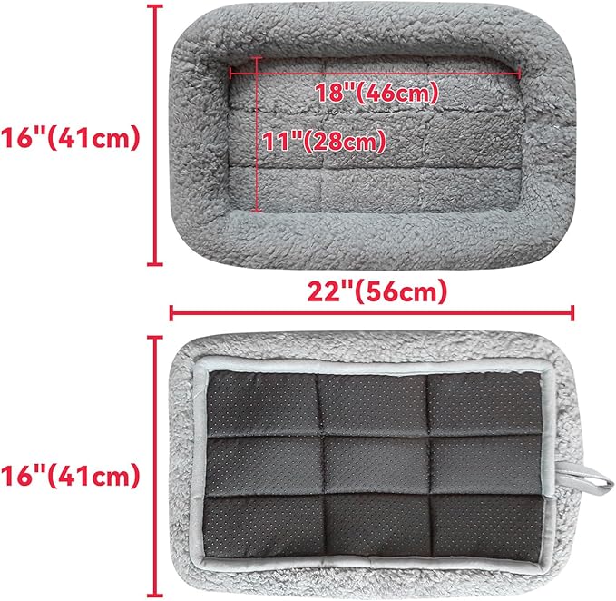 Enjoying Cat Mat Bed 16" x 22" Pet Bed with Pillow Around for Dogs Cats Curled Sleeping Beds for Carrier/Crate Small to Medium Dog Cushion, Anti Skid Bottom, Medium