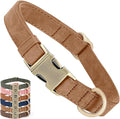 Genuine Leather Dog Collar - Adjustable Pet Collar with Quick Release Metal Buckle, Soft Skin Friendly Real Leather Collar for Small, Medium, Large Dogs (Brown, L：Fit 15-23" Neck)