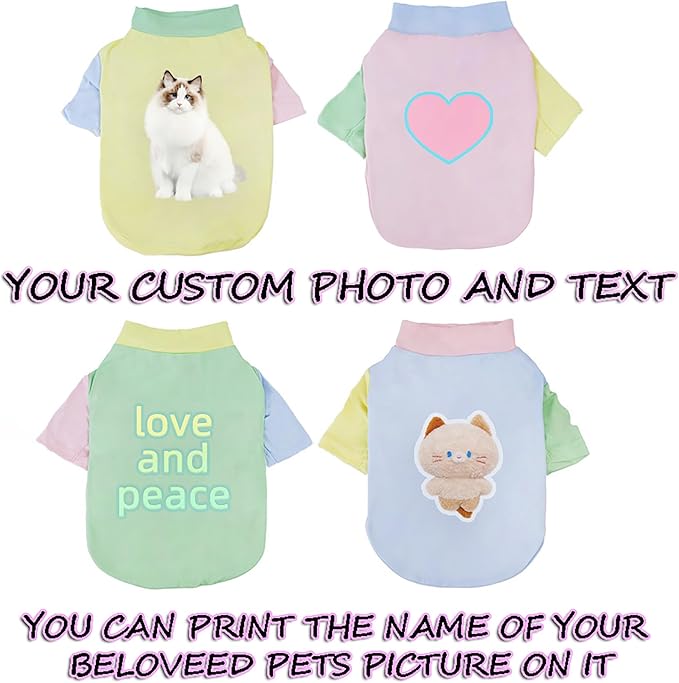 Custom Dog Shirt,Personalized Pet Apparel with Name Text Photo Image,Lightweight Breathable Puppy Kitten Cotton Vest for Small Medium Large Dogs Cats,Puppy Gift (Dopamine Pink, Medium)