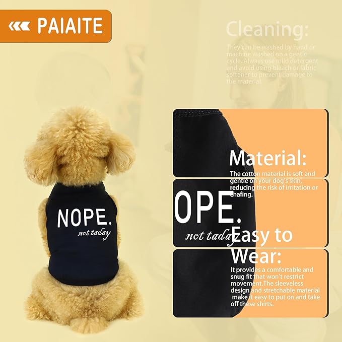 Discover Cozy Cotton Canine Wear: Soft, Lightweight, and Breathable Dog Shirt Vest with Eye-Catching Graphics(Nope not Today), Keeping Your Furry Friend Warm and Comfy! Grey XXL