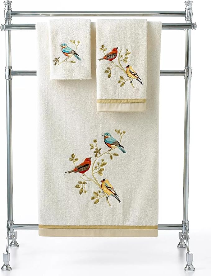 Avanti Linens - Washcloth, Soft & Absorbent, Nature Inspired Bathroom Decor (Gilded Birds Collection)
