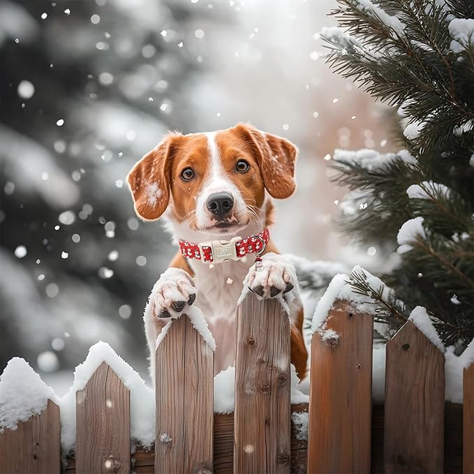 Christmas Dog Collar - Cute Red Snowman Christmas Puppy Collar with Safety Buckle, Soft Adjustable Holiday Dog Collars for Small Medium Large Dogs XS