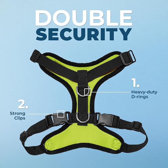 Voyager Step-in Pet Harness - All Weather Mesh, Adjustable Step in Harness for Cats and Dogs by Best Pet Supplies - Lime Green/Black Trim, L