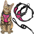 Voyager Escape-Proof Step-in Lock Cat Harness & 5ft Neoprene-Handle Leash Set All-Weather Mesh with Reflective Stitching for Small to Large Cats by Best Pet Supplies, Black Trim-Fuchsia (327), XS
