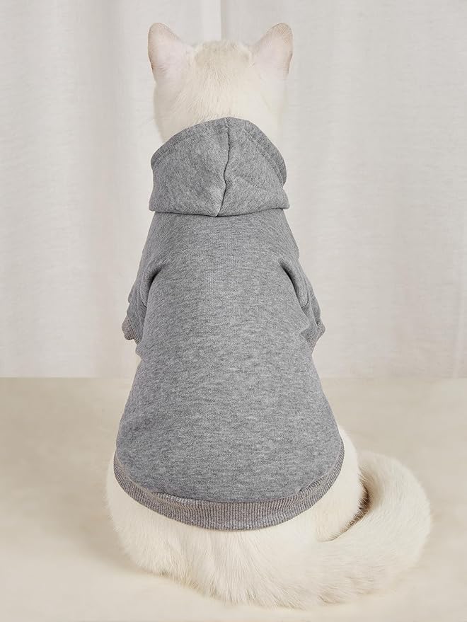 QWINEE Basic Dog Hoodie Sweatshirt Puppy Sweater Warm Cat Costumes Pet Clothes for Chihuahua Puppy Kitten Small Medium Dogs Grey and Cadet Blue X-Small