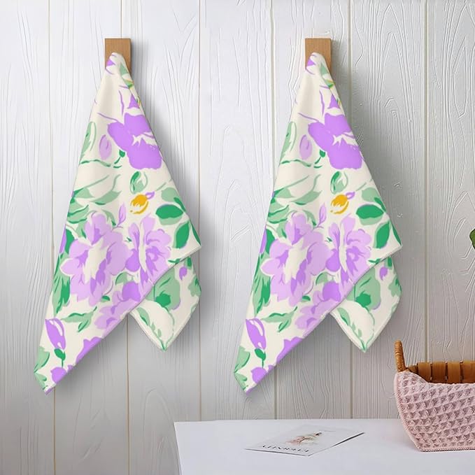 Cute Rooster Hand Towels - 2 Pack, 14.5" X 28",Soft Microfiber Polyester Farmhouse Towel Set with Chicken Floral Pattern,for Rustic Bathroom Kitchen Spa Hotel Decor Gifts Women Girls