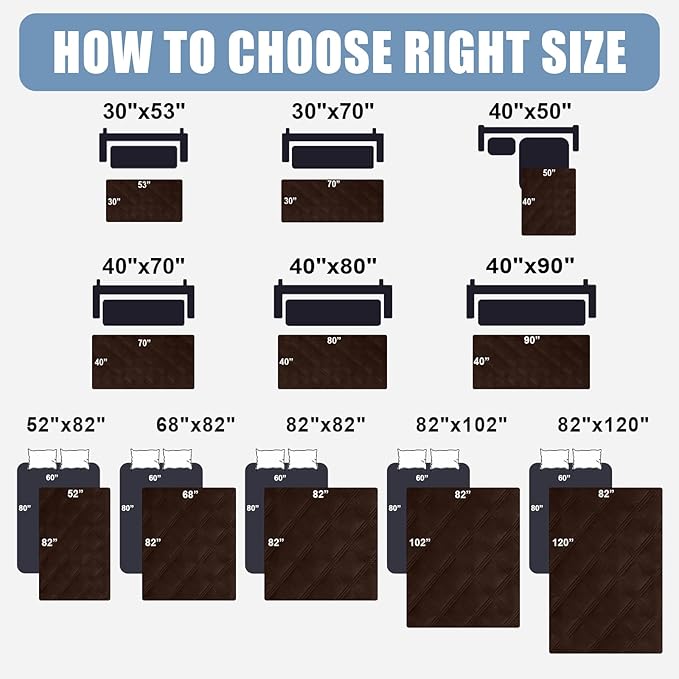 Smiry Waterproof Dog Bed Cover Blanket 40x80, Soft Reversible Pet Blanket, Washable Leakproof Cats Dogs Couch Cover for Sofa, Couch, Furniture, Chocolate/Beige