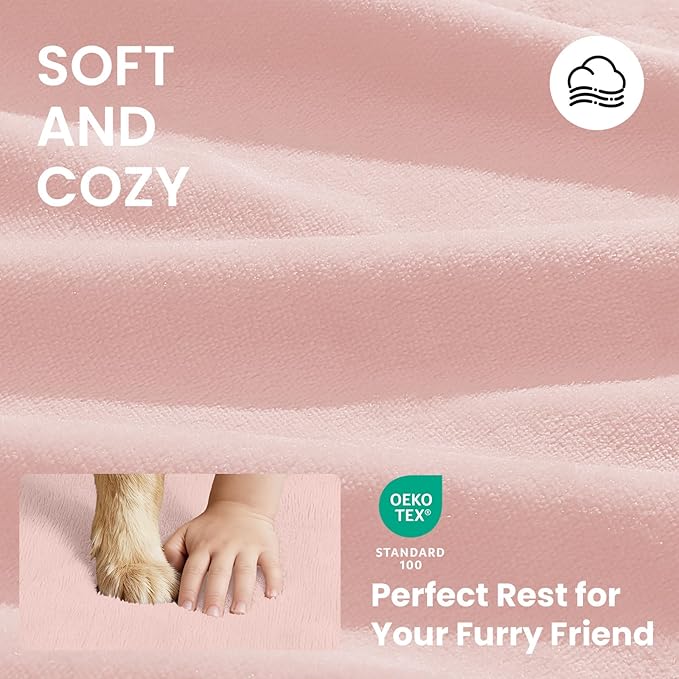 OhGeni Orthopedic Waterproof Dog Bed for Large Dogs, Machine-Washable Removable Cover in Easy-Clean Fabric, High Density Foam & Easy-Carry Handle, Wider and Larger, 44 inch (Pink)