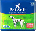 Pet Soft Disposable Male Dog Wraps - Dog Diapers for Male Dogs, Puppy Diapers 12pcs Small