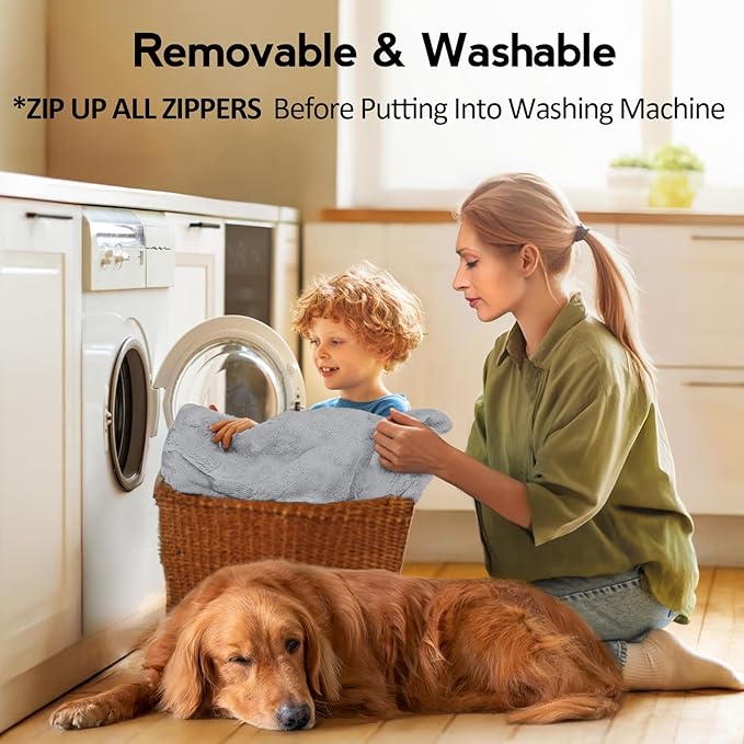 Dog Bed Medium Sized Dogs - Orthopedic Egg-Crate Memory Foam with Removable Washable Cover, Waterproof Pet Bed Couch with Non-Slip Bottom for Large Dog, Grey