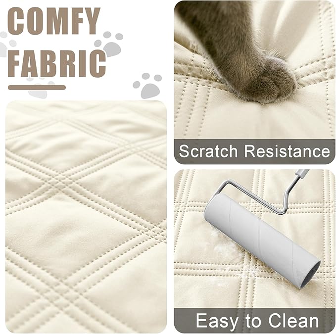 Smiry Waterproof Dog Bed Cover Blanket 68x82, Soft Reversible Pet Blanket, Washable Leakproof Cats Dogs Couch Cover for Sofa, Couch, Furniture, Beige/Beige