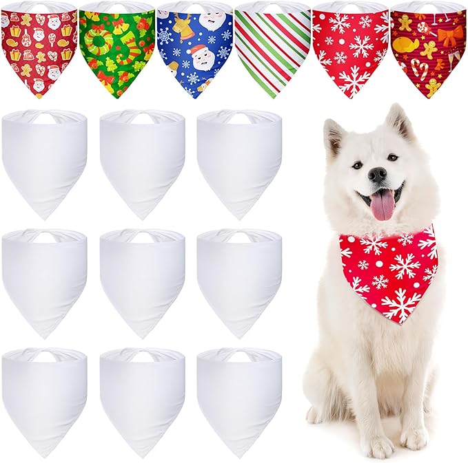 Weewooday 15 Pieces Sublimation Heat Transfer Dog Bandana Triangle Dog Scarf Polyester Pet Bandana DIY Handkerchief Bib for Dogs Puppy