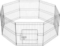 Yaheetech 24 inch 32 Panel Metal Black Heavy Duty Foldable Dog Pen - Outdoor Indoor with Door- Dog Exercise Pen Barrier Kennel Portable Cat Duck Chicken Puppy Fence