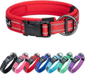EXCELLENT ELITE SPANKER Reflective Dog Collar Classic Soft Padded Breathable Nylon Adjustable Pet Collar with Quick Release Buckle for Boy Girl Male Female Small Medium Large Dogs Training(Red-L)