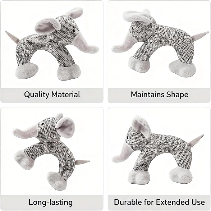 Linen Safari Companions, Squeaky Dog Chew Animals, with Durable Linen Material, Durable and Resistant to Chewing, for Relieve Dog's Boredom (Dog+Elephant+Sheep)