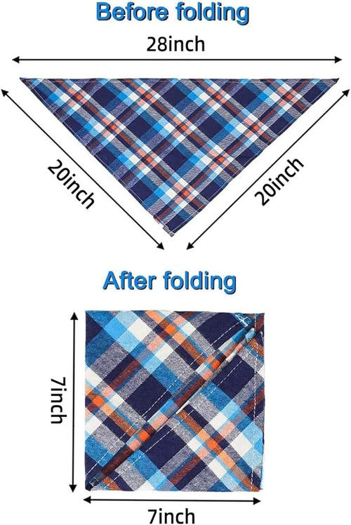 8 Pack Triangle Dog Bandanas, Reversible Plaid Painting Bibs Scarf Large Dog Bandanas Boy Girl, Washable and Adjustable Kerchief Set for Small to Large Dogs Cats Pets(Size XL)