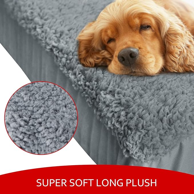 Dog Bed Covers 2 Pack Soft Plush Replacement Washable, Waterproof Pet Mattress Bed Liner Grey 41x29 Inches, for Dog/Cat, Cover Only