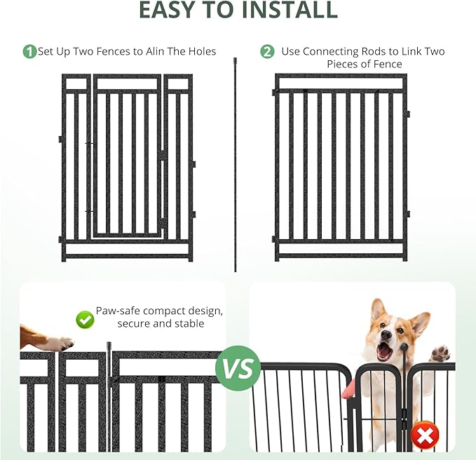 Dog Playpen Metal Dog Fence Outdoor for Yard 32" Height 24 Panels Portable Dog Pen Pet Kennel for RV Camping(Black-Silver)