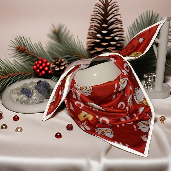 Christmas Dog Bandanas Santa Claus Dogs Scarf for Boy and Girl,Reflective Dog Bandana for Night Safety,Adjustable Cat Dogs Triangle Pet Scarves for Small Dogs,Red,S