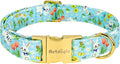 Easter Dog Collar for Extra Small Dogs, Easter & Spring Theme Small Dog Collar with Cute White Bunny Pattern, Adjustable Blue Easter Dog Collars Girl Boy Collar for Dogs -XS