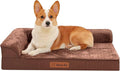 Orthopedic Dog Bed Medium Size Dog, Memory Foam Dogs Bed for Medium Dogs, Washable Removable Cover, Nonskid Bottom, Waterproof, for Indoor, Outdoor, Crate ＆ Car Use, 35x23x6 Inches, Brown Grey