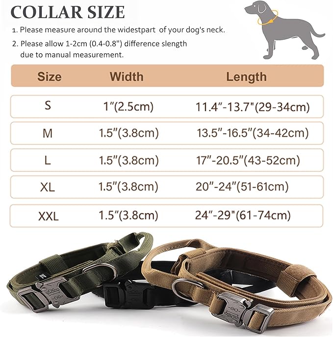 Tactical Dog Collar, Adjustable Military Training Nylon Dog Collar with Control Handle and Heavy Quick-Release Metal Buckle for Small Medium Large Dogs, Orange XL