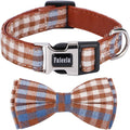 Faleela Soft &Comfy Bowtie Dog Collar,Detachable and Adjustable Bow Tie Collar,for Small Medium Large Pet (Medium (Pack of 1), Blue and Whit)