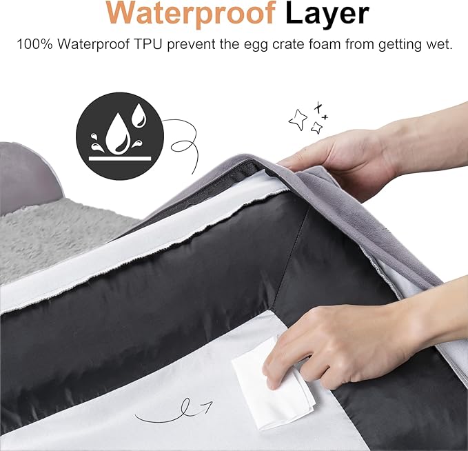 Large Dog Bed Orthopedic Washable: Beds Bolster XXL Bed Big XLarge Dogs Egg Crate Foam Sofa Couch Waterproof Removable Cover - Purple