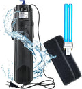 COOSPIDER Aquarium Filter Sun JUP-01 for 40-80 Gallon Tank Clear, U-V Fish Tank Green Clean Machine Submersible Pump w/ 1 Spare Bulb + 2 Replace Filter