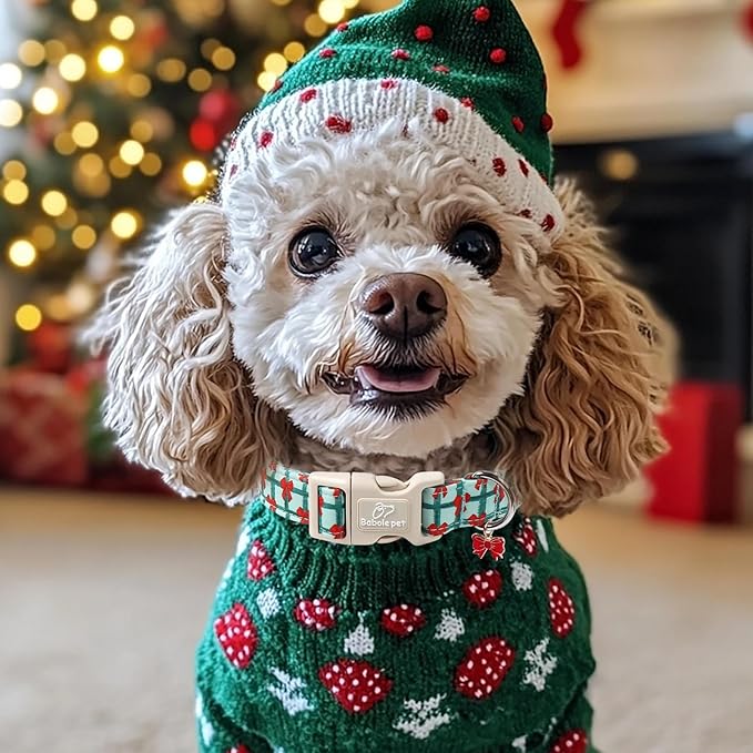 Christmas Dog Collar for Giant Large Dogs - Cute Festive Plaid with Red Bow Christmas Collars for Dogs, Soft Adjustable New Year Dog Collars with Quick Release Buckle XL