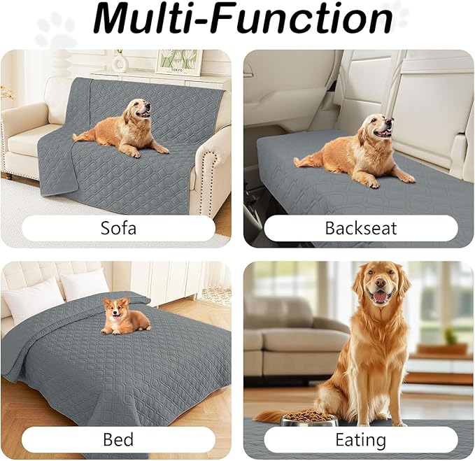 hyha Waterproof Dog Bed Blanket, Soft Pet Blankets, Waterproof Couch Cover for Dogs, Reversible Sofa Covers Washable for Furniture (52x82 Inch, Dark Grey/Dark Grey)