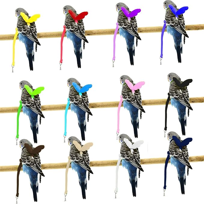 Dnoifne Pet Parrot Bird Harness and Leash, Adjustable Training Design Anti-Bite, Bird Nylon Rope with Cute Wing for Parrots, Suitable for Scarlet, Keck, Mini Macaw and Same Size Birds (red)