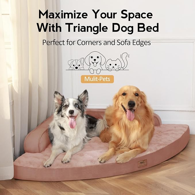 Large Dog Bed - XL Orthopedic Egg-Crate Memory Foam Dog Beds with Removable Washable Cover, Waterproof Pet Beds with Non-Slip Bottom, Pink