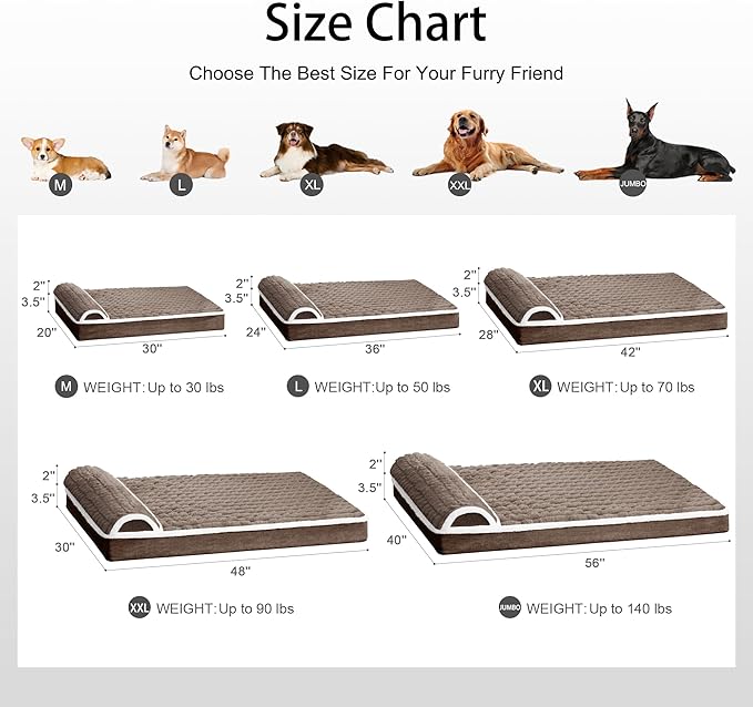 Orthopedic Dog Bed Medium Size Dog with Pillow 30''X20'', Waterproof Soft Comfortable Egg Crate Foam Pet Crate Beds Mat with Removable Washable Cover and Non-Slip Bottom, Taupe