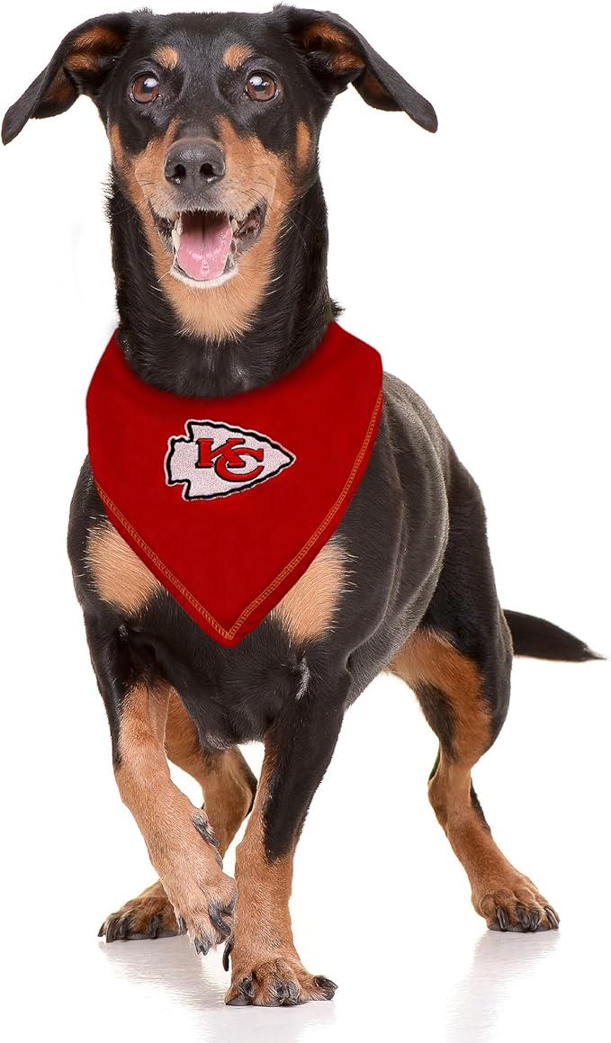 NFL Kansas City Chiefs TIE Bandana, Large/X-Large. Dog Bandana Scarf Bib for Pet Cat Dog. The Ultimate Game-Day, Party Bandana
