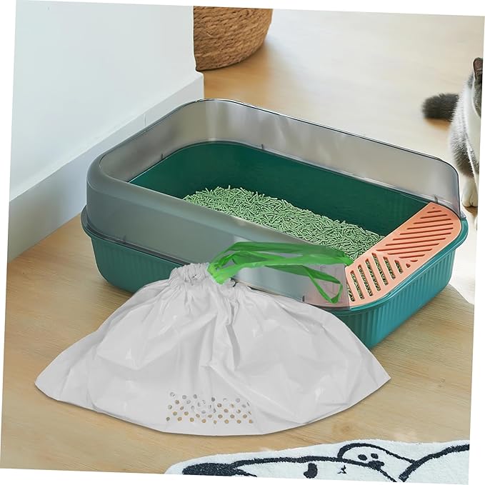 7Pcs Cat Litter Filtering Pouch Durable White Cat Litter Supplies with Automatic Closing Design for Easy Waste Pickup and Efficient Cleaning
