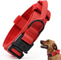 Tactical Dog Collar, Adjustable Military Training Nylon Dog Collar with Control Handle and Heavy Quick-Release Metal Buckle for Small Medium Large Dogs, Red S