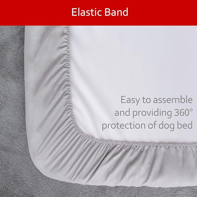 Waterproof Dog Bed Covers Replacement Washable Pet Hair Easy to Remove, Noiseless Quilted Puppy Pet Bed Cover Lovely Grey Star Print 16x25 Inches, for Dog/Cat, Cover Only
