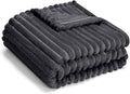 Soft Fleece Baby Blanket Ultra Cozy Grey Baby Blankets for Boys Warm and Lightweight Infant Toddler Newborn Receiving Gift with Reversible Stripes for Crib Stroller, 30x40 Inch, Dark Grey