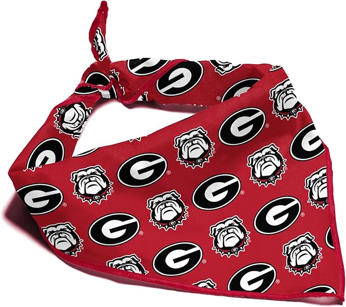 Georgia Bulldogs Officially Licensed Bandana for Dogs and Cats | Fits Pets Great Gift Idea | Easy-to-Tie (Large, 28")