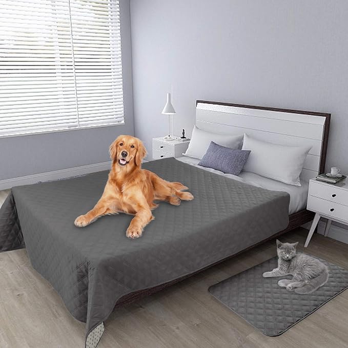 Easy-Going 100% Waterproof Dog Bed Cover, Non-Slip Pet Blanket for Furniture, Washable Couch Cover, Repleasement Sofa Cover (68x82 in,Gray)
