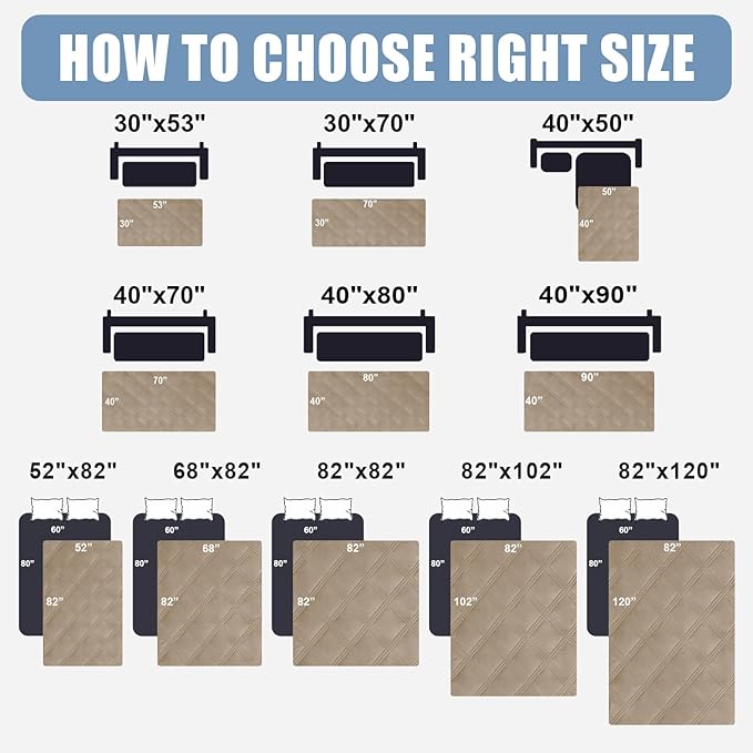 Smiry Waterproof Dog Bed Cover Blanket 68x82, Soft Reversible Pet Blanket, Washable Leakproof Cats Dogs Couch Cover for Sofa, Couch, Furniture, Taupe/Taupe