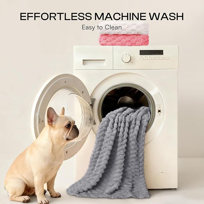 Luciphia Soft 300GSM Fleece Pet Blanket for Small Medium Large Dogs Washable 3D Textured Flannel Cat Puppy Decorative Furniture Protector Throw Durable Grey, XL(57''x40'')