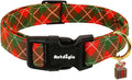 Extra Small Christmas Dog Collar,Adjustable Dog Christmas Collars, Red Green Plaid Puppy Collar, Cute Dog Collars Holiday Collar for Girl Boy Dogs-XS
