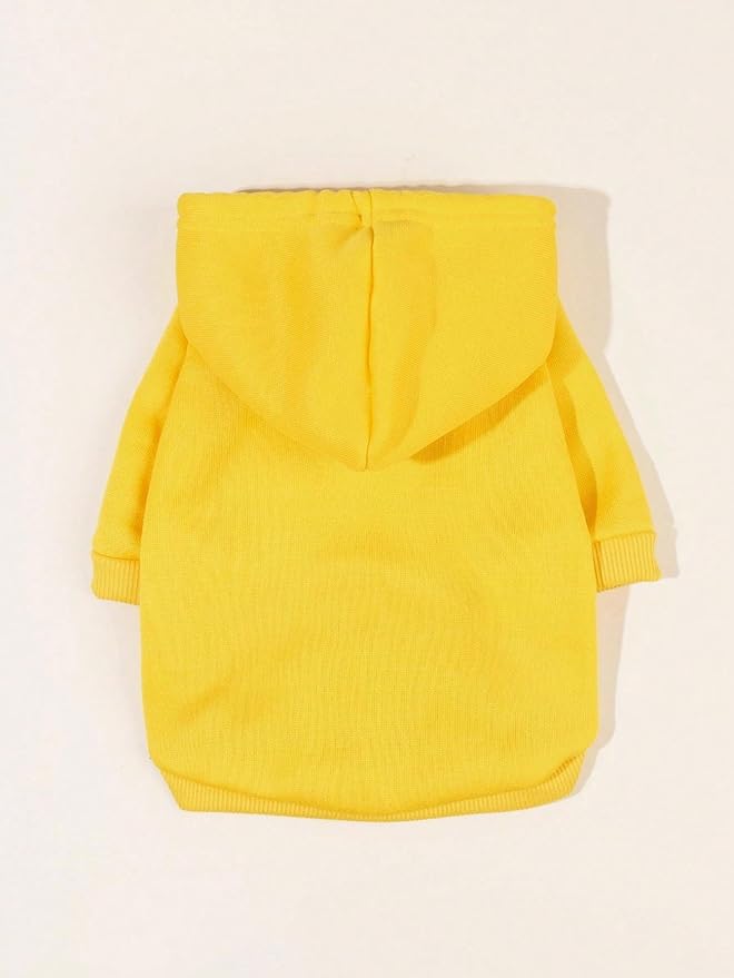 QWINEE Basic Dog Hoodie Sweatshirt Puppy Sweater Warm Cat Costumes Pet Clothes for Chihuahua Puppy Kitten Small Medium Dogs Yellow X-Small