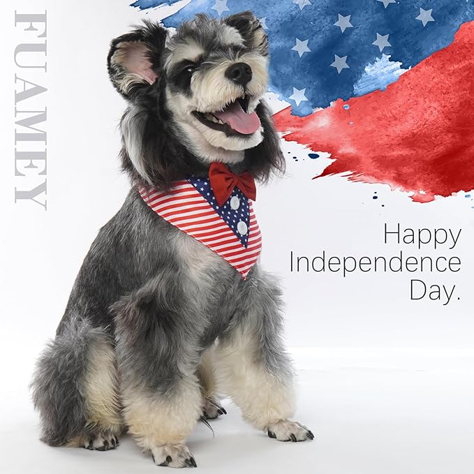 FUAMEY Dog Tuxedo American Flag for Medium Dogs,Dog Formal Suit Dogs Attire Pet Bow Tie Puppy Party Costumes Cat Tux Outfits Pets Bandana Cosplay Adjustable Bowties 4th of July Independence Day M