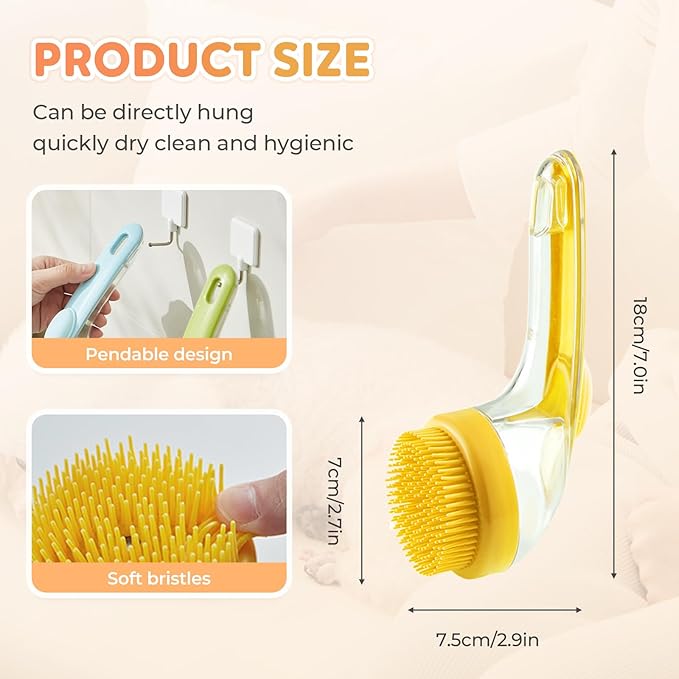 Pet Bath Brush, 2025 New 2 in 1 Dog Bath Brush with Built-in Shampoo Dispenser, Pet Wash Brush for Bathing Dog Grooming Massage Brush for Long Short Haired Dogs Cats Shower (Blue, Coarse teeth)