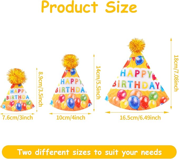 6pcs/Pack Dog Birthday Hats Party Hats for Small MediumPuppies Doggie Cats Boy Girl Birthday Costume Accessories