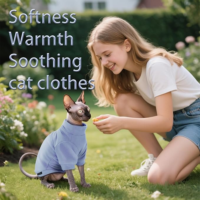 Fleece Sphynx Cat Clothes Soft Hairless Cat Clothes Pullover Cat Sweater for Chihuahua All Season Light and Warm Kitten Cloth for Cats Only Puppy Clothes Small Dog Sweater (Purple, X-Large)