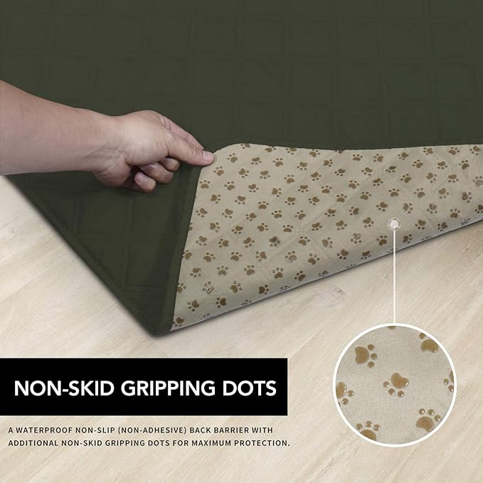 Easy-Going 100% Waterproof Dog Bed Cover, Non-Slip Pet Blanket for Furniture, Washable Couch Cover, Repleasement Sofa Cover (52X82 in,Dark Green)